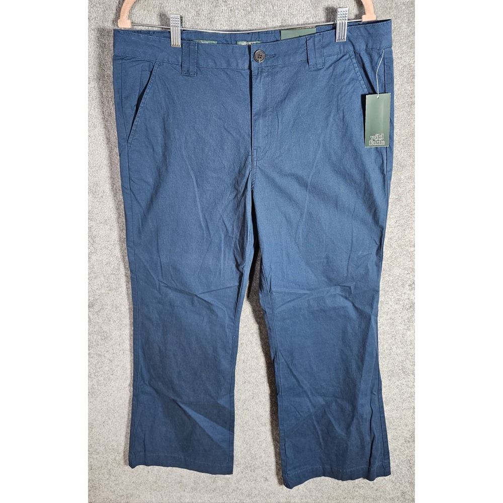 NWT Wild Fable Flare Leg Chino Pants Womens Size 14 Blue Cotton Spandex Pockets